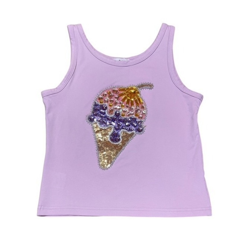 LOLA + THE BOYS NWT  Ice Cream GEMS Lavender Tank Top 12